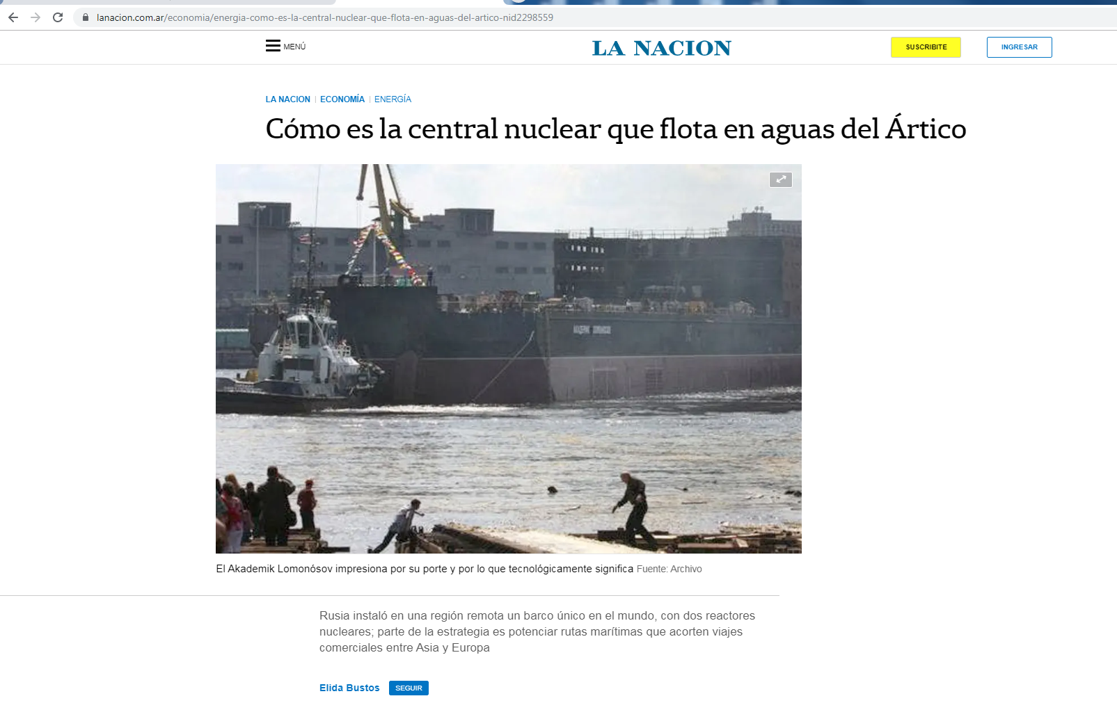 Cómo es la central nuclear que flota en aguas del Ártico (La Nación)