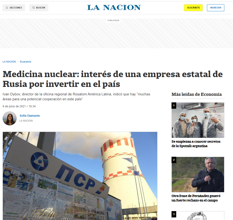 Medicina nuclear: interés de una empresa estatal de Rusia por invertir en el país