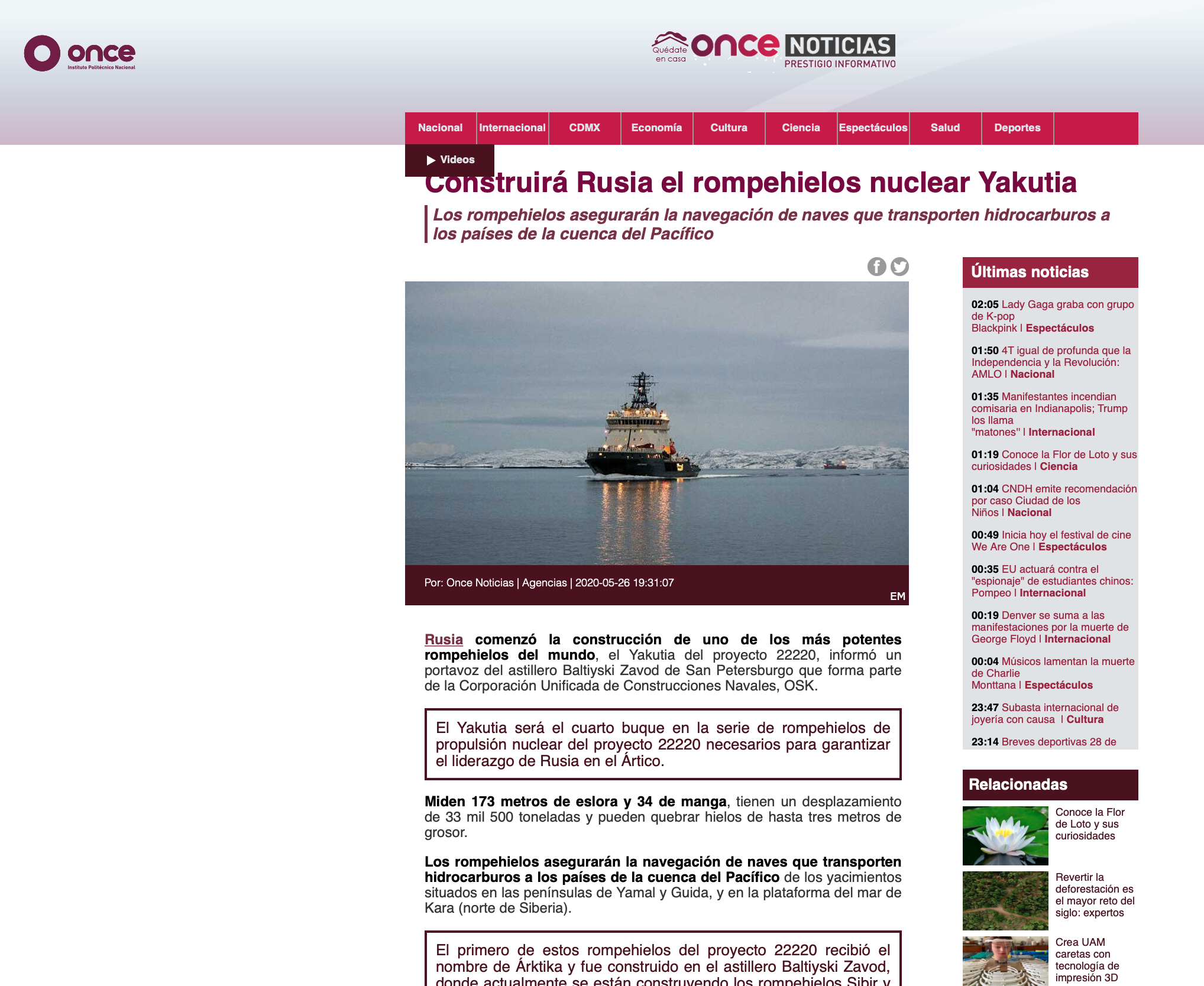 Construirá Rusia el rompehielos nuclear Yakutia